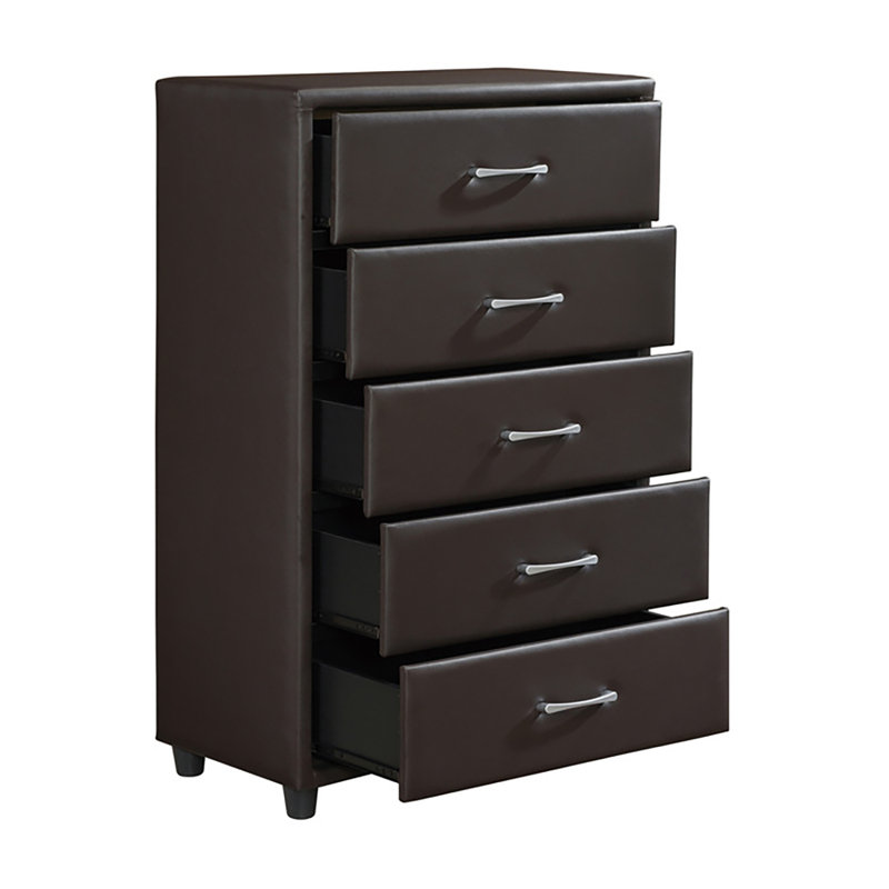 Commode 5 tiroirs Gribble, Marron foncé