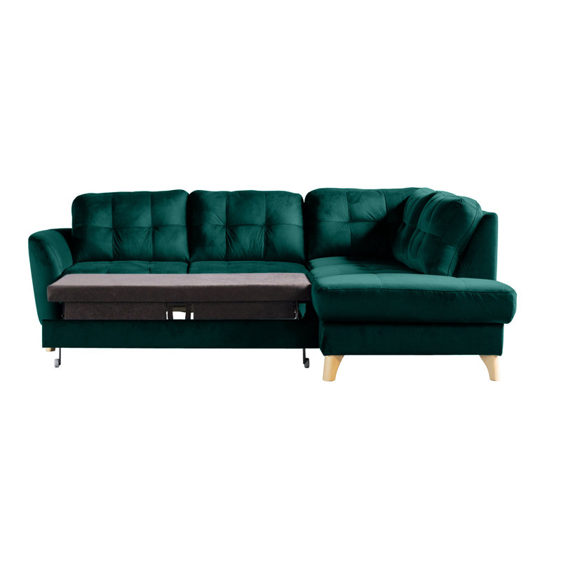 Hunnewell Sleeper Corner Sofa, Teal, Right Hand Facing