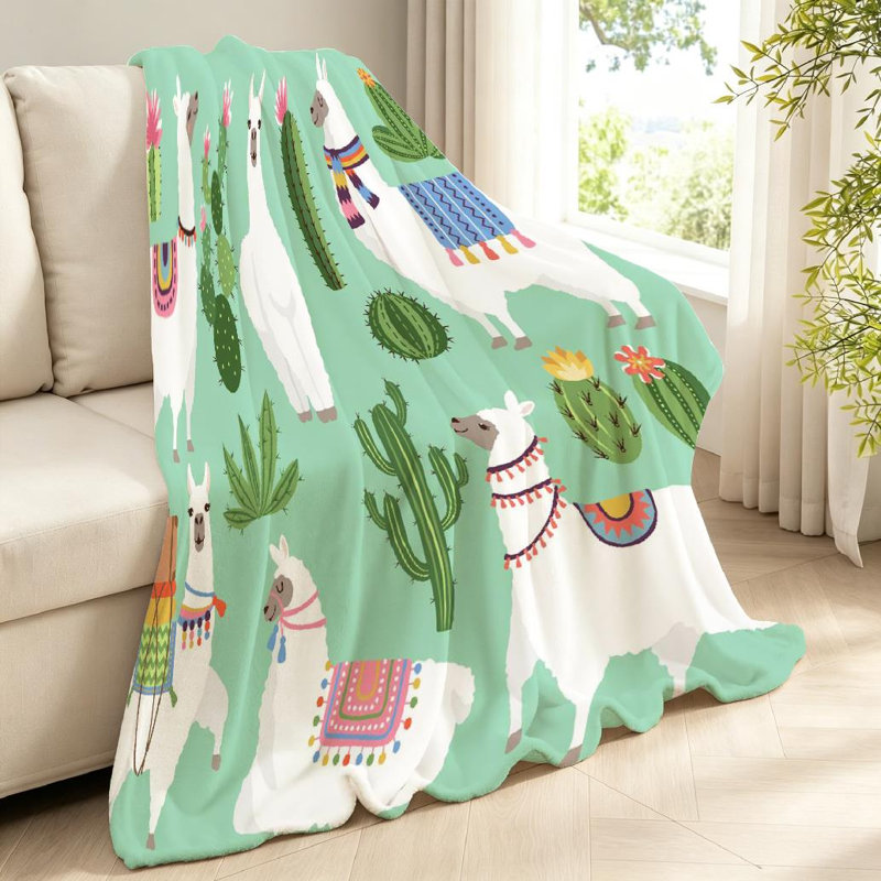 Jeté en molleton transparent ultra doux en flanelle, avec motif de lamas d'animaux et imprimé recto, Throw 40" x 50"