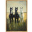 «Black and White Horses In The Field», reproduction d'art sur toile encadrée rustique moderne-109881647-109881648