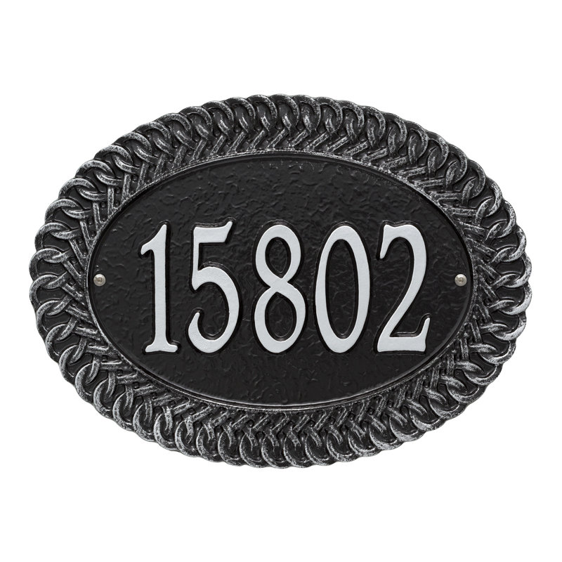 1-Line Wall Address Plaque, Black/Silver, Yes