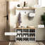 21 bancs à chaussures et portemanteaux, 9 paires de rangement pour la chambre à coucher, vestibule, organisation de couloir, blanc, conception de tablette, rangement décoratif, arbre de construction en panneau de particules