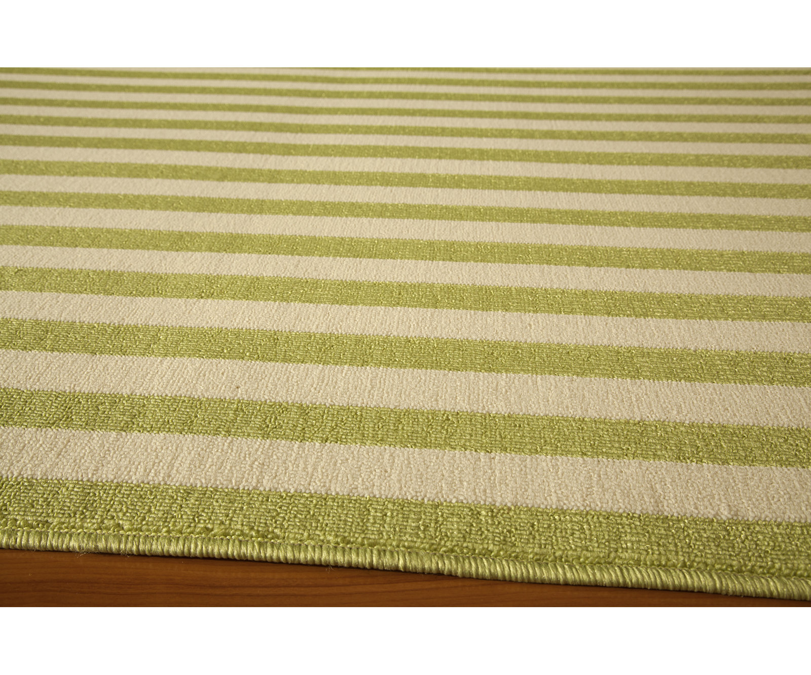 Yepez Green White Striped Rug, Rectangle 3'11" x 5'7"