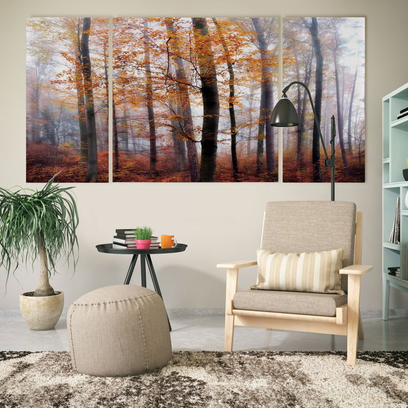 Perdus dans la forêt - Ensemble de 3 reproductions d'impressions sur toiles tendues, H 24 po x l 48 po x P 1,5 po