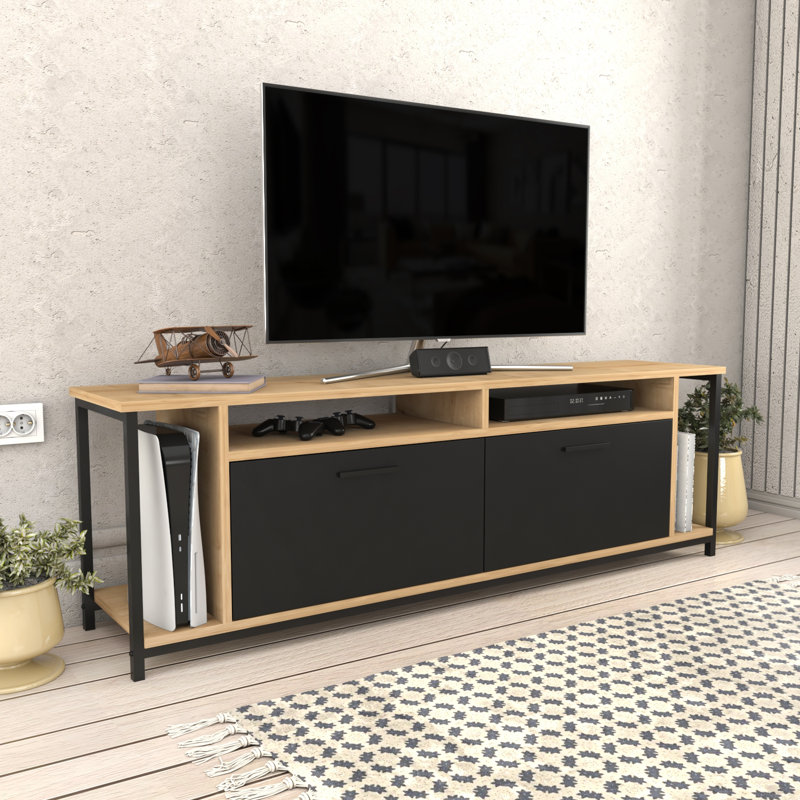 Omar 63" TV Stand for TVs up to 75", Oud Oak/Black