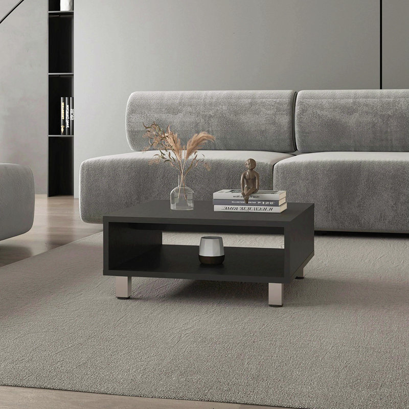 Table basse avec rangement ouvert, Noir, noir, noir, noir