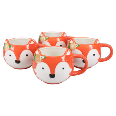 BIA Cordon Bleu Set Of 4, Foxie Mugs, 12 Oz., Orange