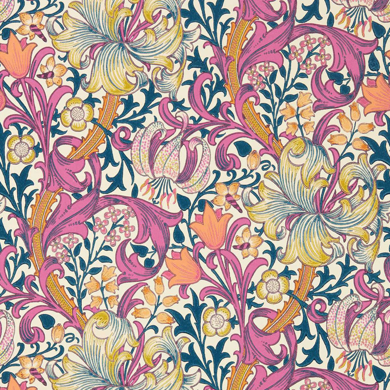 Golden Lily Wallpaper, Pink Fizz