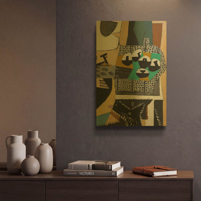 «Chien et coq» par Pablo Picasso, art mural en métal doré, 12 po x 16 po