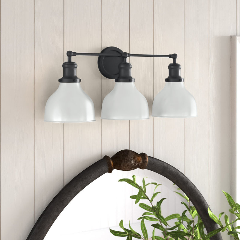 Zephyr 3 Light Frosted Dimmable Vanity Light, White, Charcoal