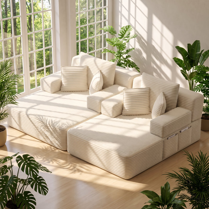 Canapé-lit en velours côtelé Timo l 97 po x P 60,2 po x H 28,4 po Timo