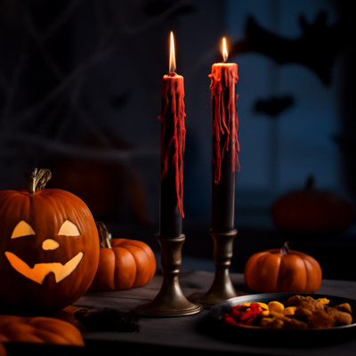 Ensemble de 2 bougies d'Halloween rouges pour Halloween