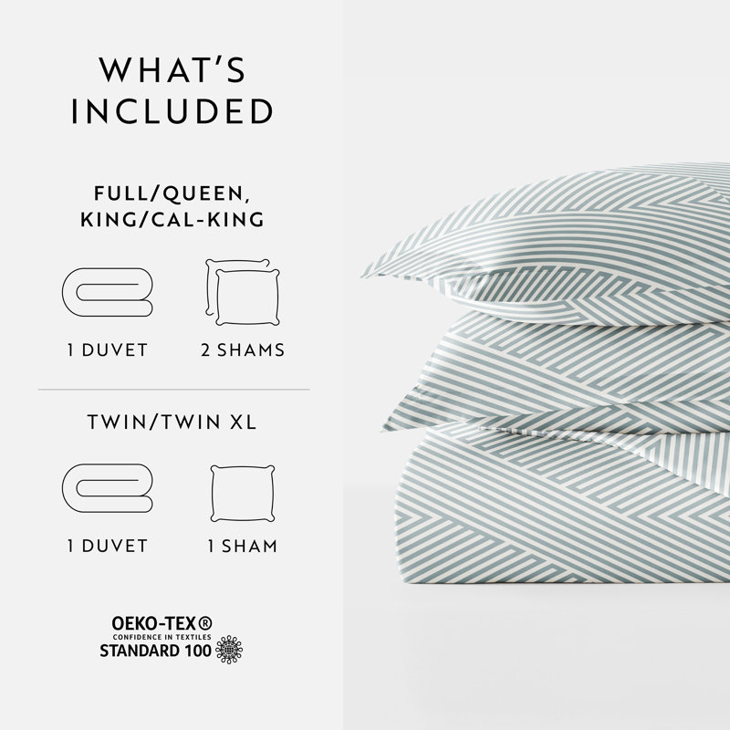 Light Blue Modern Diagonal Pattern Full/Queen Duvet Cover Set
