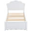 Lit plateforme simple en bois avec tête de lit et lit gigogne simple, blanc-590443224
