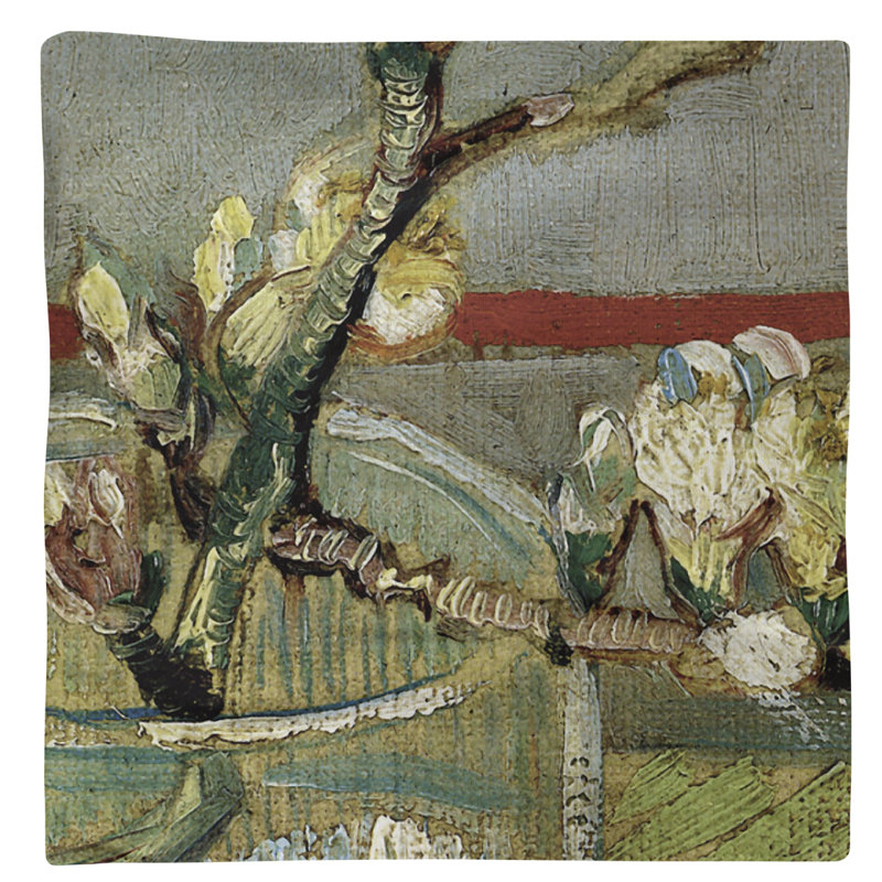 Serviette en amande de fleurs en verre 10 po Vincent Van Gogh, Blanc