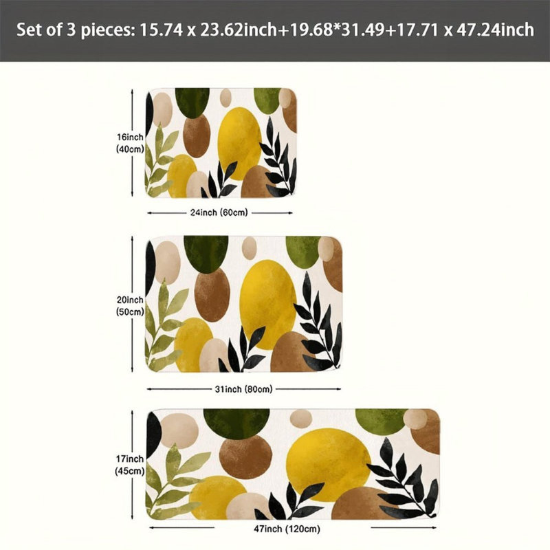 Tapis vert 3 pièces Boho