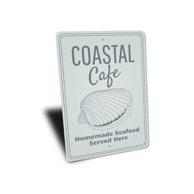 Plaque en aluminium Coastal Cafe, H 18 po x l 12 po x P 0,06 po
