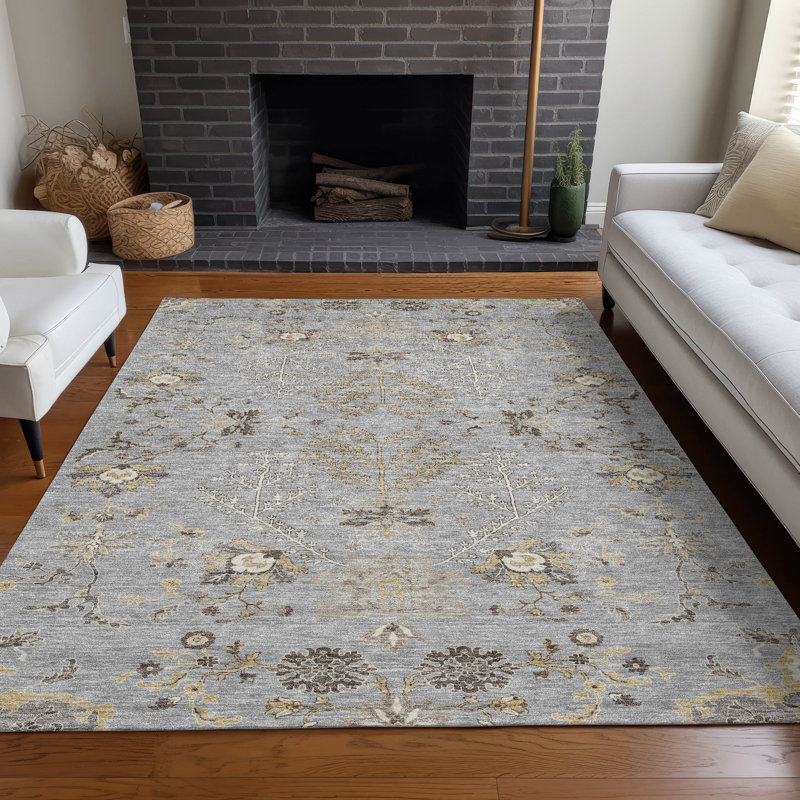 Tapis gris intérieur / extérieur lavable à la machine Cicel ACN1156, Rectangle 5 pi x 7 pi 6 po