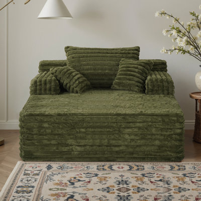 Chaise longue rembourrée en velours côtelé Compression