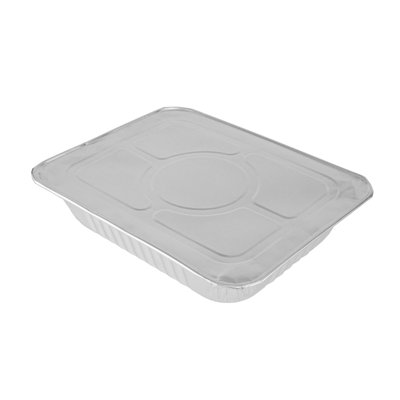 Restaurantware Aluminum Pan Cover 25 Count 13.63 x 11 x 0.5 Inch Oven Friendly Disposable Pan Lid Half Size Foil Lid Temperature-Sealing Silver For Catering And Food Storage