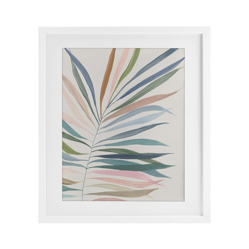 «Tropical Harmony Palms», reproduction sous verre encadrée, conception par Hannah Dawson, H 21 po x l 17 po