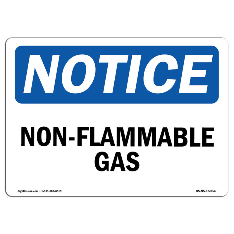 Avis de l'OSHA - Panneau de gaz ininflammables, H 12 po x l 18 po x P 0,1 po