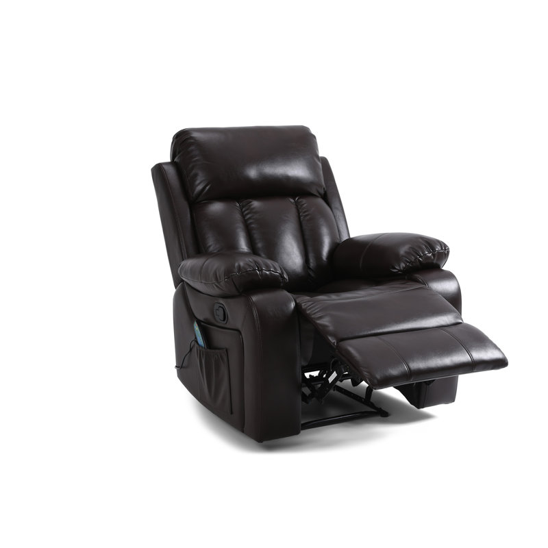 Analiha 91cm Wide Wing Chair Recliner, Brown Leather Match