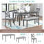 Ensemble de salle à manger de cuisine 6 pièces, table de salle à manger rectangulaire en bois avec 4 chaises rembourrées et un banc, ensemble de table de salle à manger pour 6 personnes, salon, bar et cuisine-575953226-575953224