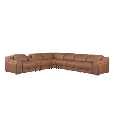 Tahari 7 - Piece Top Grain Italian Leather Power Reclining Sectional