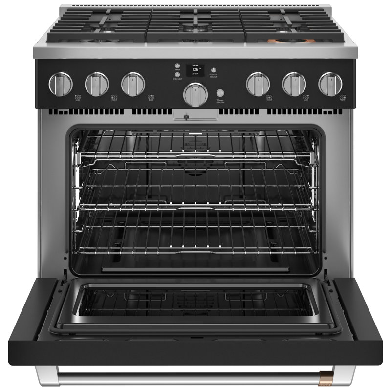 36" 6.2 cu. ft. Smart Slide-In Gas with Convection Oven, Matte Black