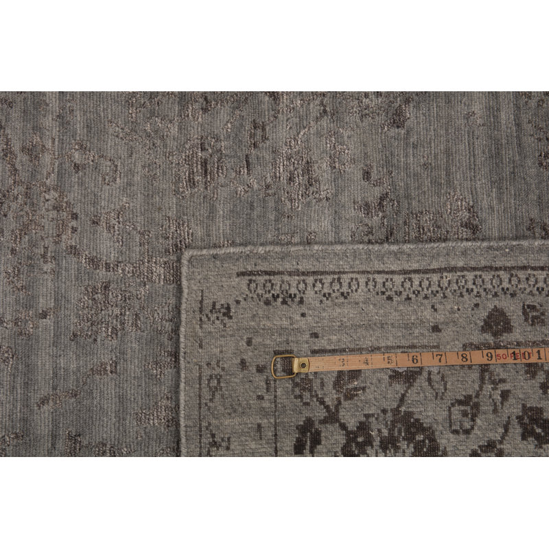 Hand Knotted Abstract Area Rug in Silver