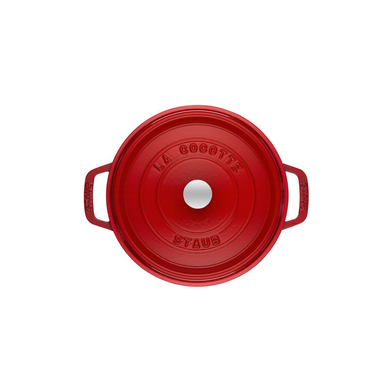 La Cocotte Cast Iron Round Cocotte, Cherry, 7 quarts