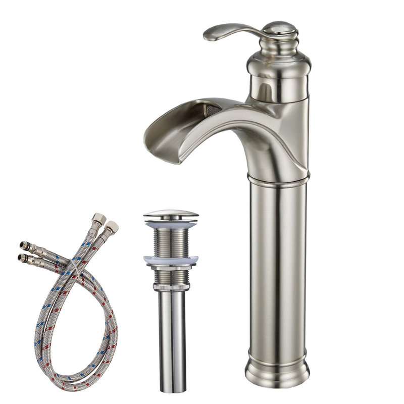 Single-handle Bathroom Faucet with Drain Assembly, Brushed Nickel