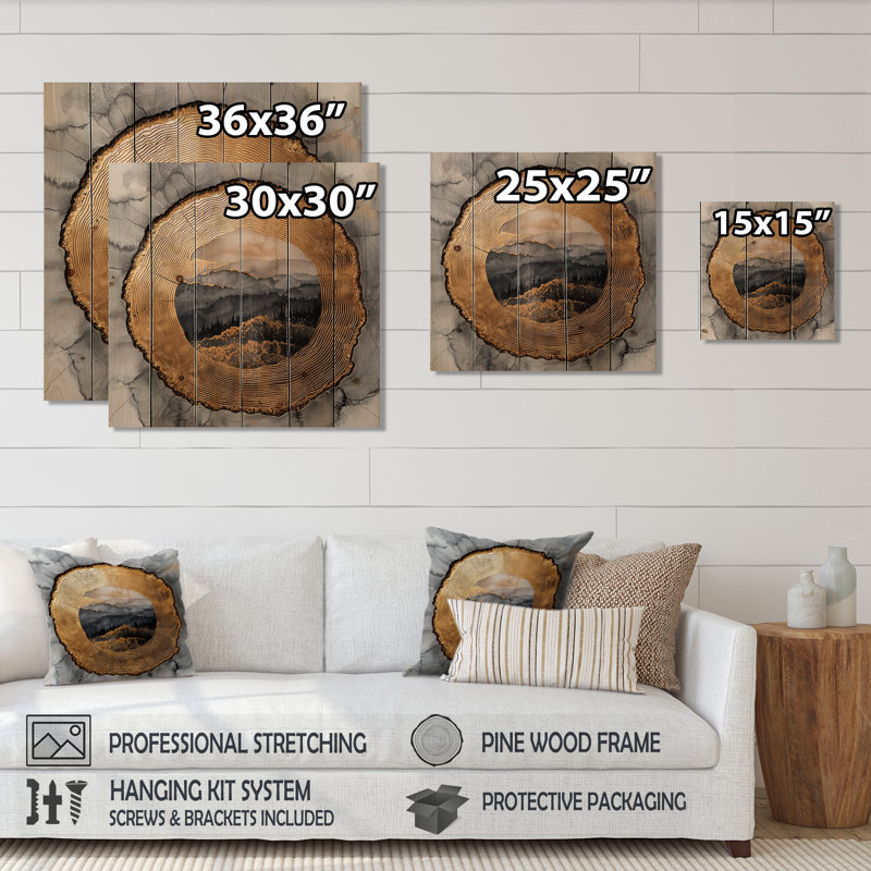 Winter Forest Landscape Into The Wood Slide - Forest Wood Wall Decor - On Natural Pine Wood, 36" H x 36" W x 0.78" D