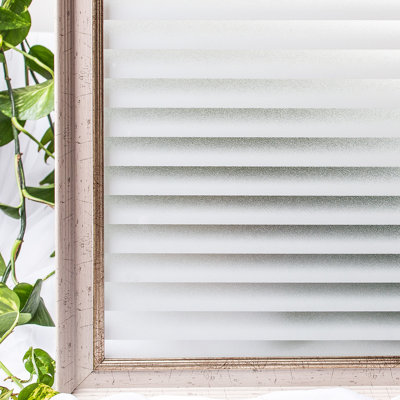 Frosted Striped Privacy Window Film, Non-Adhesive Static Cling Window Sticker for Bathroom, Bedroom, Kitchen & Office