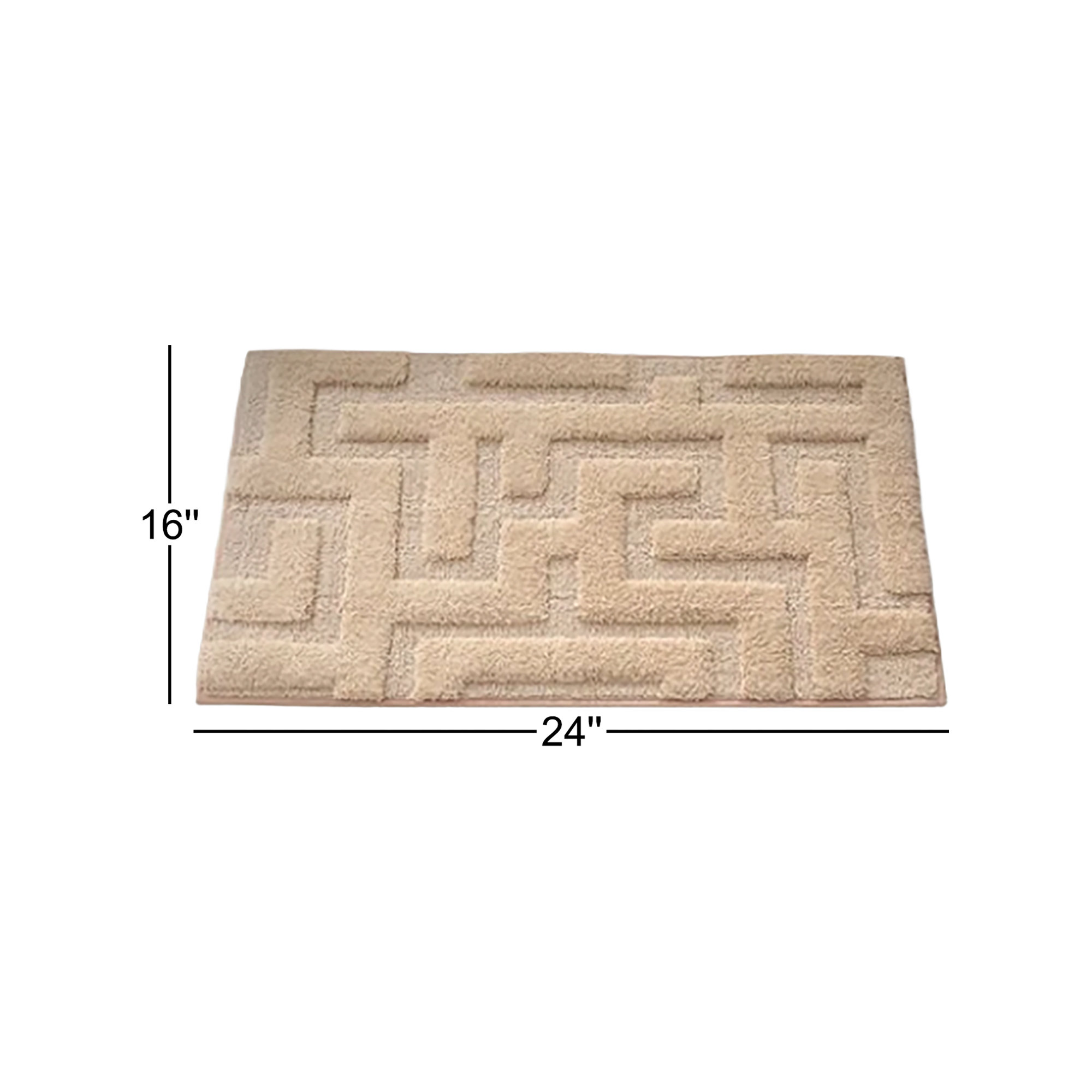 Non-Slip Bath Rug, 16" L x 24" W, Khaki