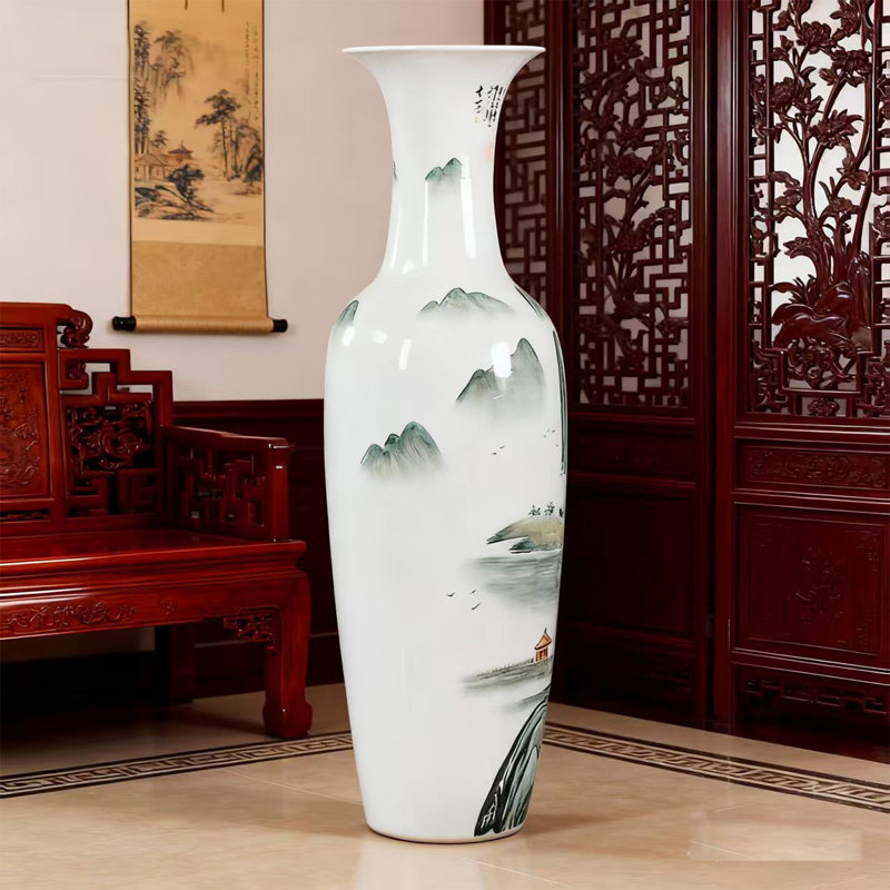 Grand vase décoratif en céramique de style chinois de 62,99 po Jingdezhen, H 62,99 po x l 16,93 po x P 16,93 po