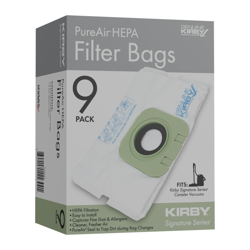Sacs filtrants Kirby SS PureAir pour aspirateur (paquet de 9) et 3 filtres prémoteur