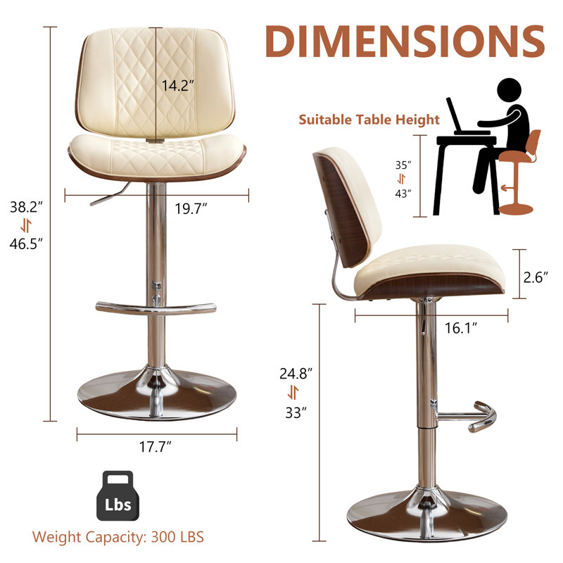 Ensemble de 3 tabourets de bar Modern, Beige, 3