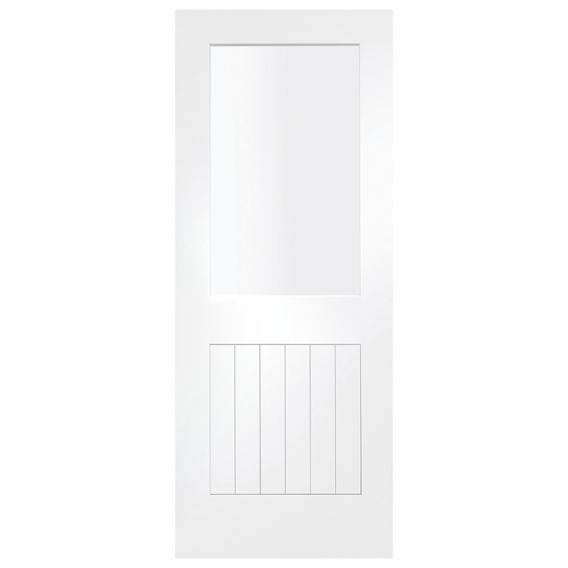 Internal Glazed White Primed Suffolk 1L, 1981mm H x 610mm W x 35mm D
