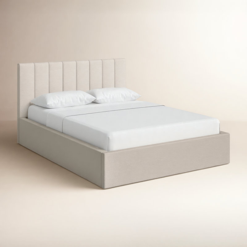 Delmar Upholstered Platform Bed, Queen, Oat