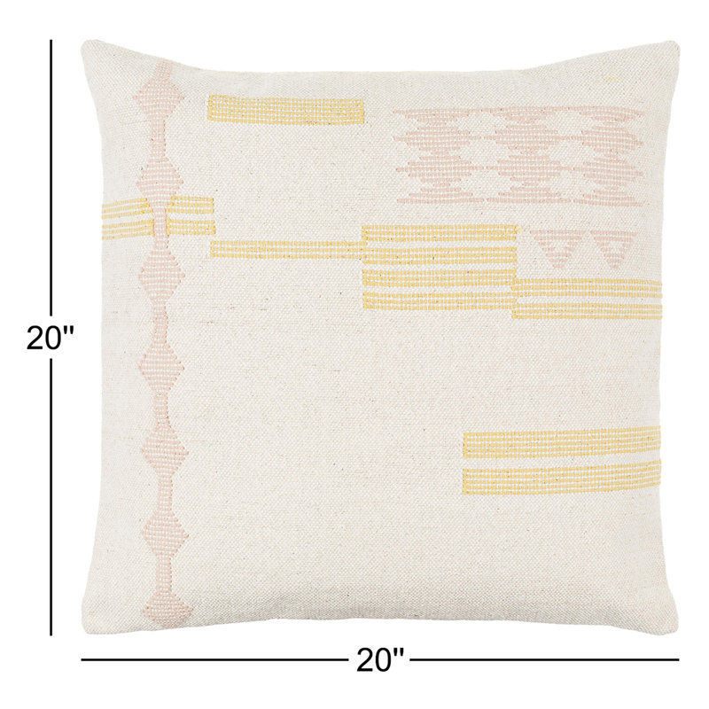 Mariposa Geometric Cotton Throw Pillow, 20" x 20", Polyester/Polyfill