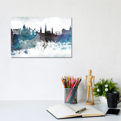 Amsterdam Bluish Skylines by WallDecorAddict - Wrapped Canvas Print