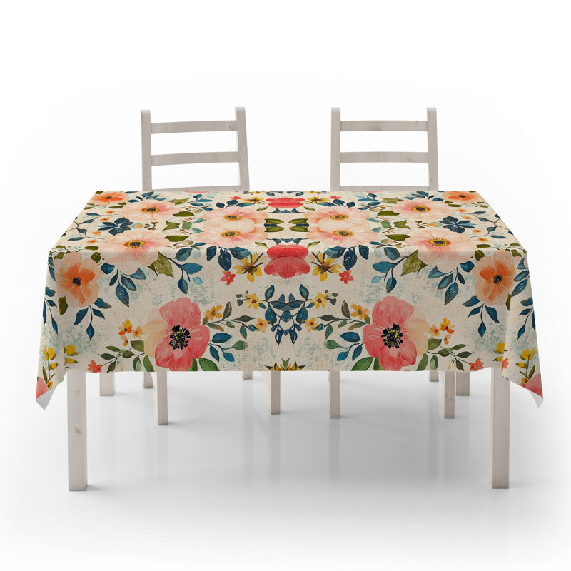 Durable Tablecloth, 50% Cotton / 50% Polyester, 55.1 x 118.1 inches | Machine Washable at 86°F, Tumble Dryer Safe, Ironable | Perfect for Dining Room, Parties & Everyday Use, Elegant Design & Easy Care