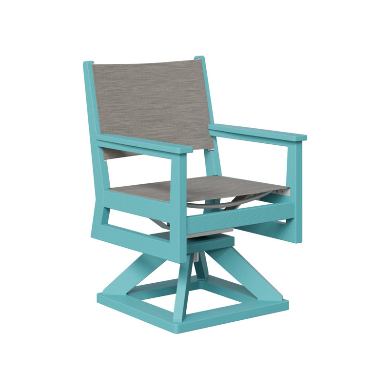 Berlin Gardens Mayhew Sling Swivel Rocker Dining Chair, Mica Pearl, Tropical Aruba Blue