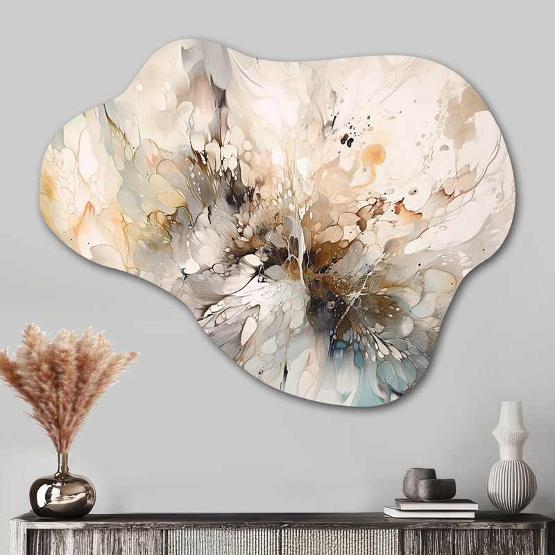 White And Grey Geometric Depths I - Abstract Geometric Cloud Shape Metal Wall Sculpture, 27" H x 35" W x 1" D