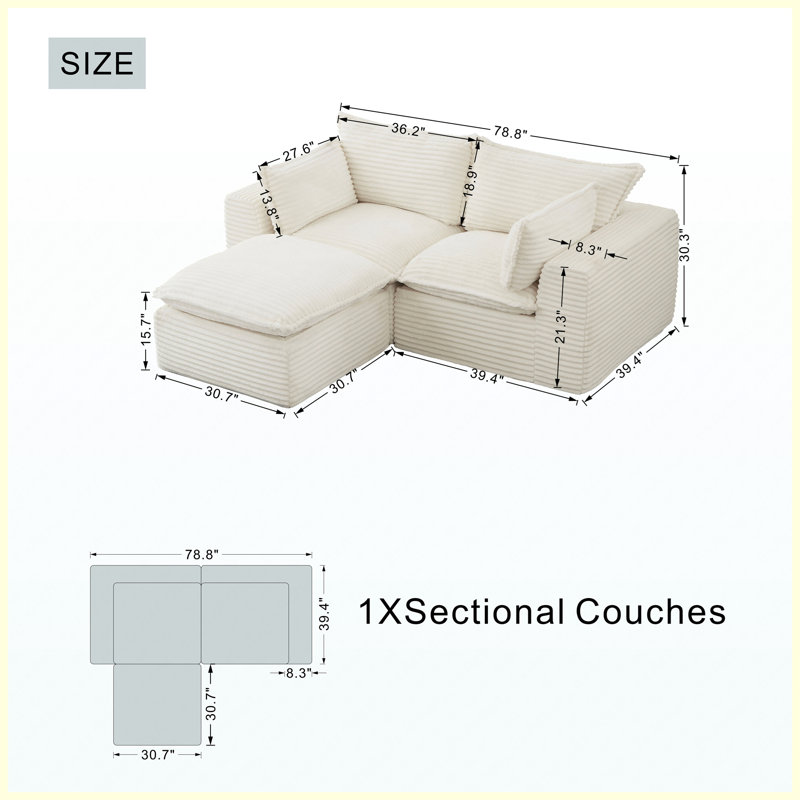 Canapé modulaire rembourré Corduroy