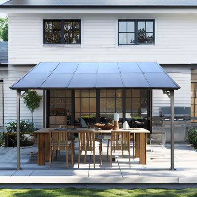 10' X 12' Outdoor Metal Pergola Gazebo, With Roof, For Patio, Decks, Backyard - Heavy-Duty & Rust- Gazebo Pergola, Awning Heavy Duty Bending-