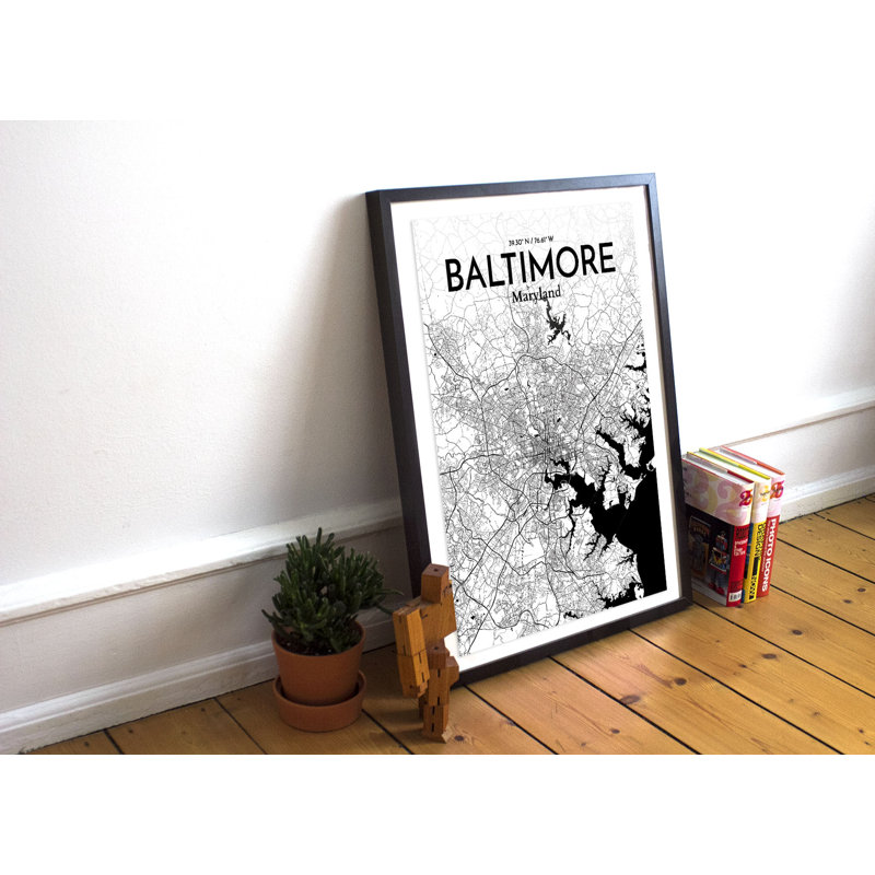 «Baltimore City Map», reproduction d'impression sur affiche, H 20 po x l 16 po
