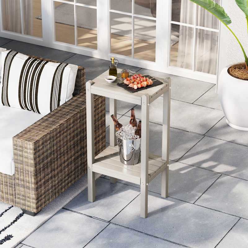 Laguna 18.45" W UV Resistant HDPE Side Table , Tan